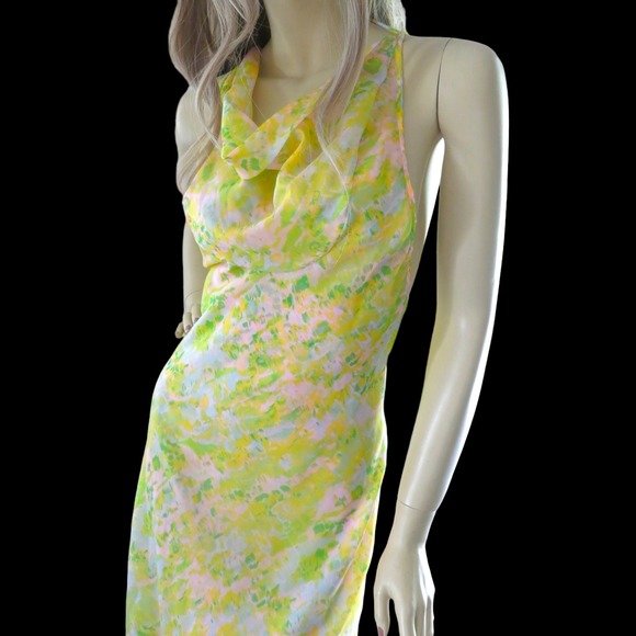 70s Designer Yellow Floral Chiffon Gown & Peignoir Set by Matej for Odette Barsa - Picture 12 of 16